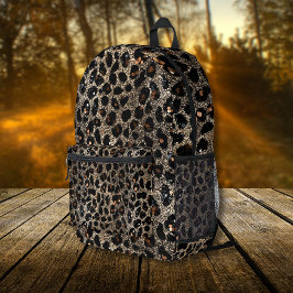 Luxury Glitter Brown Black Gold Leopard Pattern Bedrukte Rugzak