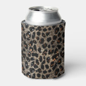 Luxury Glitter Brown Black Gold Leopard Pattern Blikjeskoeler (Blikje Voorkant)