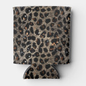 Luxury Glitter Brown Black Gold Leopard Pattern Blikjeskoeler (Voorkant)