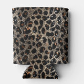 Luxury Glitter Brown Black Gold Leopard Pattern Blikjeskoeler (Achterkant)