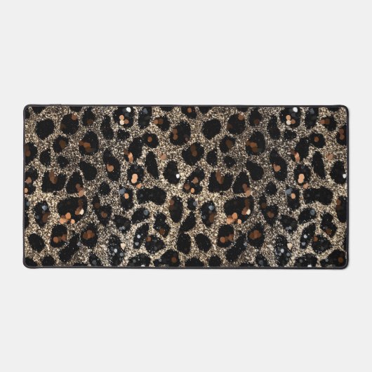 Luxury Glitter Brown Black Gold Leopard Pattern Bureaumat (Voorkant)