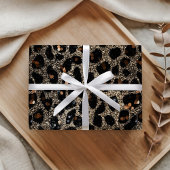 Luxury Glitter Brown Black Gold Leopard Pattern Cadeaupapier