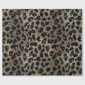 Luxury Glitter Brown Black Gold Leopard Pattern Cadeaupapier (Vlak)