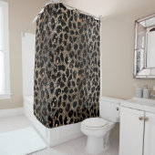 Luxury Glitter Brown Black Gold Leopard Pattern Douchegordijn (In situ)