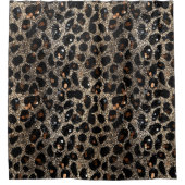Luxury Glitter Brown Black Gold Leopard Pattern Douchegordijn (Voorkant)