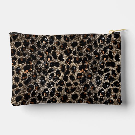Luxury Glitter Brown Black Gold Leopard Pattern Etui (Achterkant)