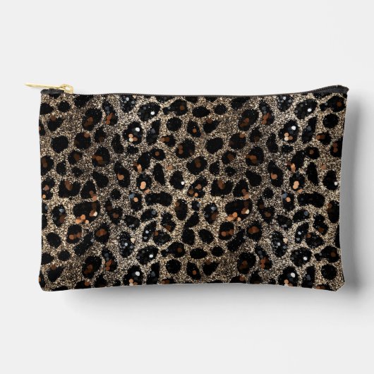 Luxury Glitter Brown Black Gold Leopard Pattern Etui (Voorkant)