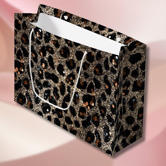 Luxury Glitter Brown Black Gold Leopard Pattern Groot Cadeauzakje