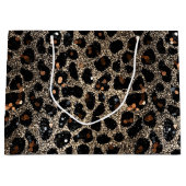 Luxury Glitter Brown Black Gold Leopard Pattern Groot Cadeauzakje (Voorkant)