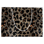 Luxury Glitter Brown Black Gold Leopard Pattern Groot Cadeauzakje (Achterkant)