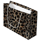 Luxury Glitter Brown Black Gold Leopard Pattern Groot Cadeauzakje (Voorkant Gekanteld)