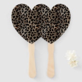 Luxury Glitter Brown Black Gold Leopard Pattern Handwaaier (Voorkant en achterkant)