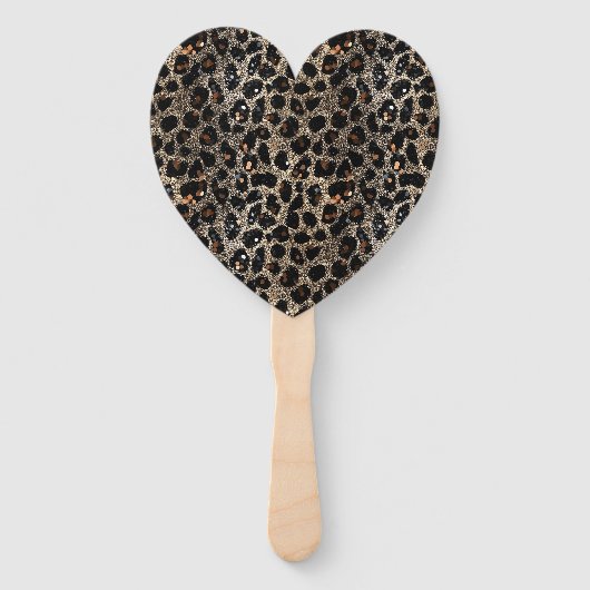 Luxury Glitter Brown Black Gold Leopard Pattern Handwaaier (Voorkant)