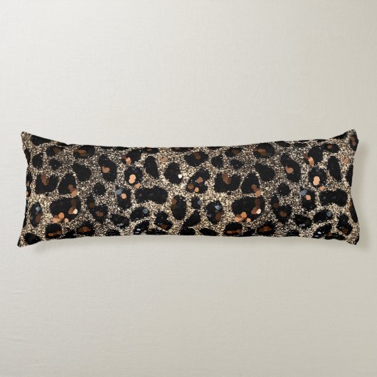 Luxury Glitter Brown Black Gold Leopard Pattern Lichaamskussen (Voorkant)