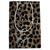 Luxury Glitter Brown Black Gold Leopard Pattern Medium Cadeauzakje (Voorkant)
