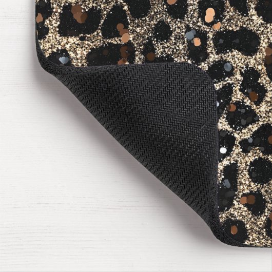 Luxury Glitter Brown Black Gold Leopard Pattern Muismat (Hoek)