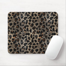 Luxury Glitter Brown Black Gold Leopard Pattern Muismat