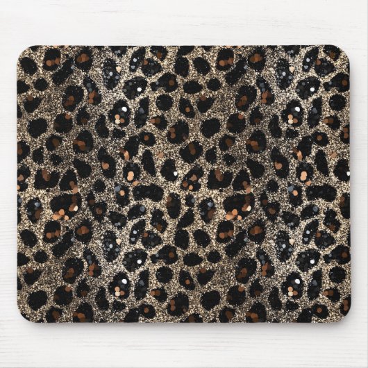 Luxury Glitter Brown Black Gold Leopard Pattern Muismat (Voorkant)