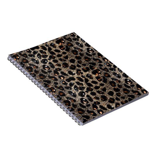 Luxury Glitter Brown Black Gold Leopard Pattern Notitieboek (Rechterzijde)