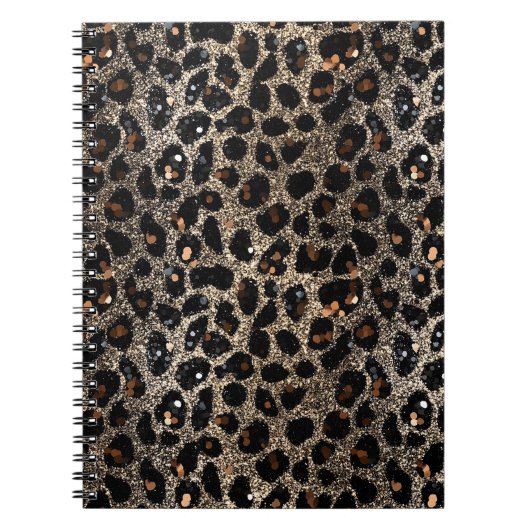 Luxury Glitter Brown Black Gold Leopard Pattern Notitieboek (Voorkant)
