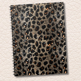 Luxury Glitter Brown Black Gold Leopard Pattern Notitieboek