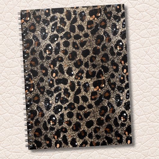 Luxury Glitter Brown Black Gold Leopard Pattern Notitieboek