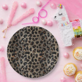 Luxury Glitter Brown Black Gold Leopard Pattern Papieren Bordje (Feest)