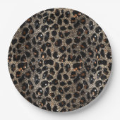 Luxury Glitter Brown Black Gold Leopard Pattern Papieren Bordje (Voorkant)