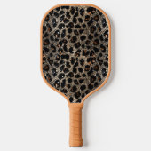 Luxury Glitter Brown Black Gold Leopard Pattern Pickleball Paddle (Voorkant)