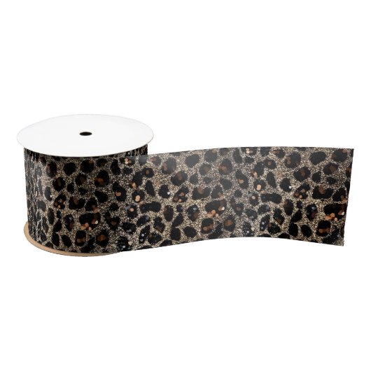 Luxury Glitter Brown Black Gold Leopard Pattern Satijnen Lint (Spoel)