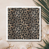 Luxury Glitter Brown Black Gold Leopard Pattern Servet