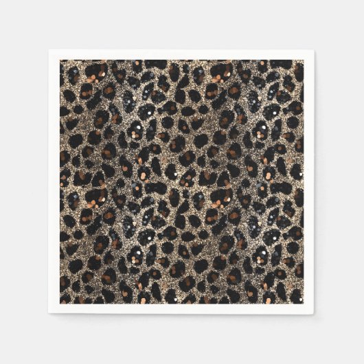 Luxury Glitter Brown Black Gold Leopard Pattern Servet (Voorkant)