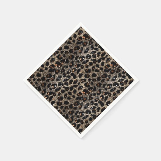 Luxury Glitter Brown Black Gold Leopard Pattern Servet (Hoek)