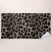 Luxury Glitter Brown Black Gold Leopard Pattern Strandlaken (Voorkant)