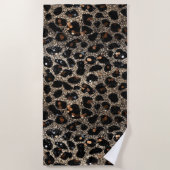 Luxury Glitter Brown Black Gold Leopard Pattern Strandlaken (Voorkant)