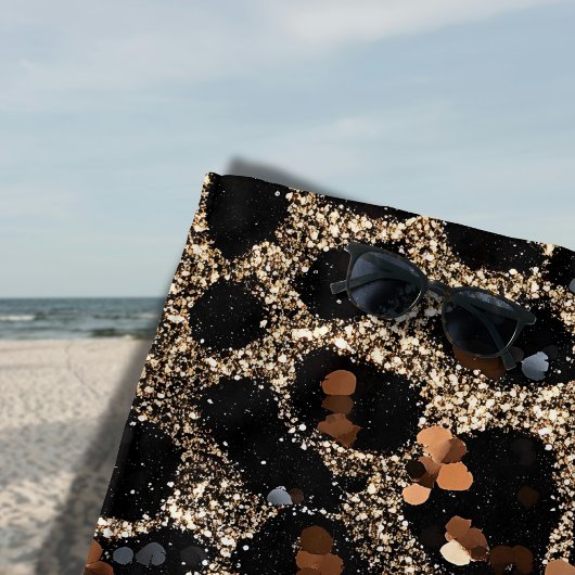 Luxury Glitter Brown Black Gold Leopard Pattern Strandlaken