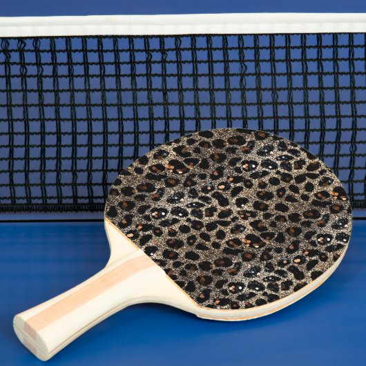 Luxury Glitter Brown Black Gold Leopard Pattern Tafeltennisbatje (Insitu)