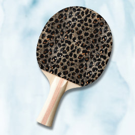 Luxury Glitter Brown Black Gold Leopard Pattern Tafeltennisbatje