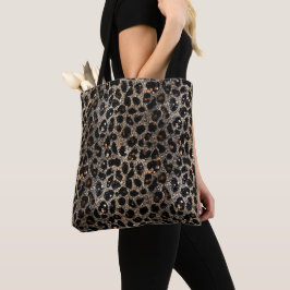 Luxury Glitter Brown Black Gold Leopard Pattern Tote Bag