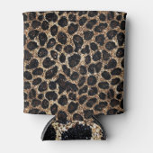 Luxury Glitter Gold Brown Black Leopard Pattern Blikjeskoeler (Voorkant)