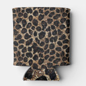 Luxury Glitter Gold Brown Black Leopard Pattern Blikjeskoeler (Achterkant)