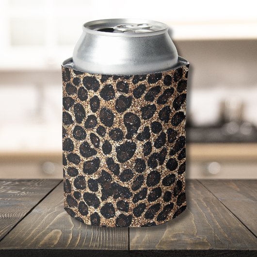 Luxury Glitter Gold Brown Black Leopard Pattern Blikjeskoeler
