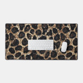 Luxury Glitter Gold Brown Black Leopard Pattern Bureaumat (Keyboard & Muis)