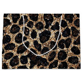 Luxury Glitter Gold Brown Black Leopard Pattern Groot Cadeauzakje (Voorkant)