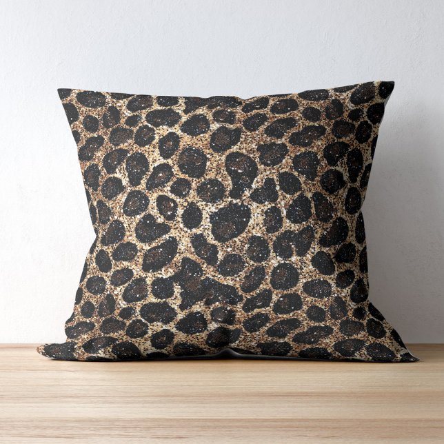 Luxury Glitter Gold Brown Black Leopard Pattern Kussen (Creator heeft geüpload)