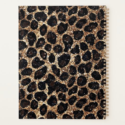 Luxury Glitter Gold Brown Black Leopard Pattern Planner (Achterkant)