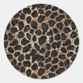 Luxury Glitter Gold Brown Black Leopard Pattern Ronde Sticker (Voorkant)