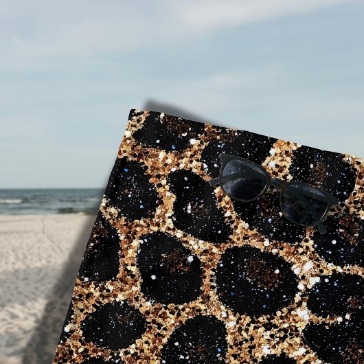 Luxury Glitter Gold Brown Black Leopard Pattern Strandlaken