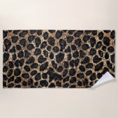 Luxury Glitter Gold Brown Black Leopard Pattern Strandlaken (Voorkant)