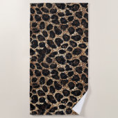 Luxury Glitter Gold Brown Black Leopard Pattern Strandlaken (Voorkant)